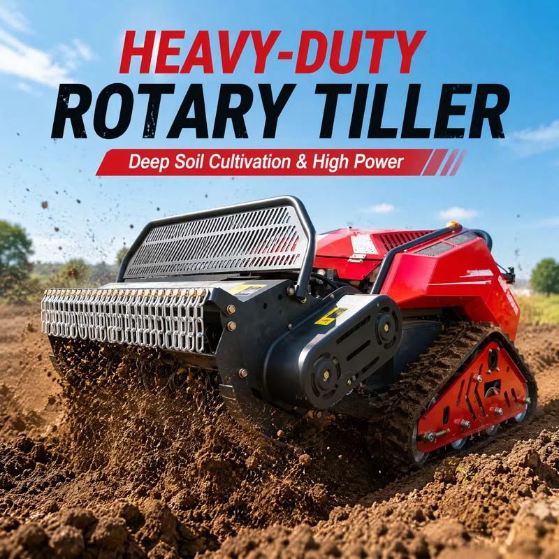 Vineyard Farm Remote Controlled Crawler Rotary Tiller Cultivator Trencher Flail Mower 13kW 500kg