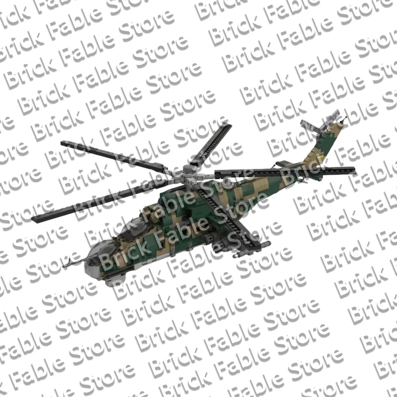 QWERT MI-24 Military Helicopter Model MOC Building Bricks War Equipment Modular Technology Gifts Holiday Assemble Children Toys