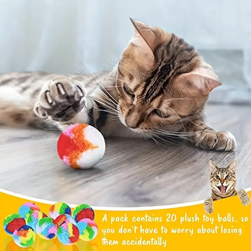 Pet Cat Toy Ball Mute Ball Cat Toy 4.5cm Plush Rainbow Ball Cat Toys 12 Pieces Box Cat Toys And Pet Supplies