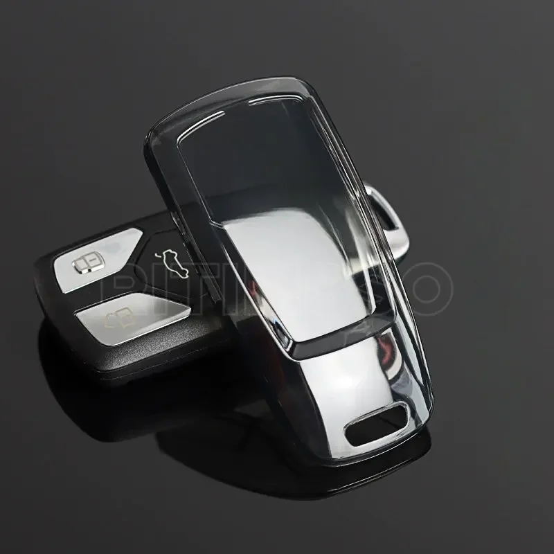 Transparent Soft TPU Car  Key Case Cover Shell For Audi A4 B9 A5 A6 8S 8W Q5 Q7 4M S4 S5 S7 TT TTS TFSI RS Protector Fob Keyless