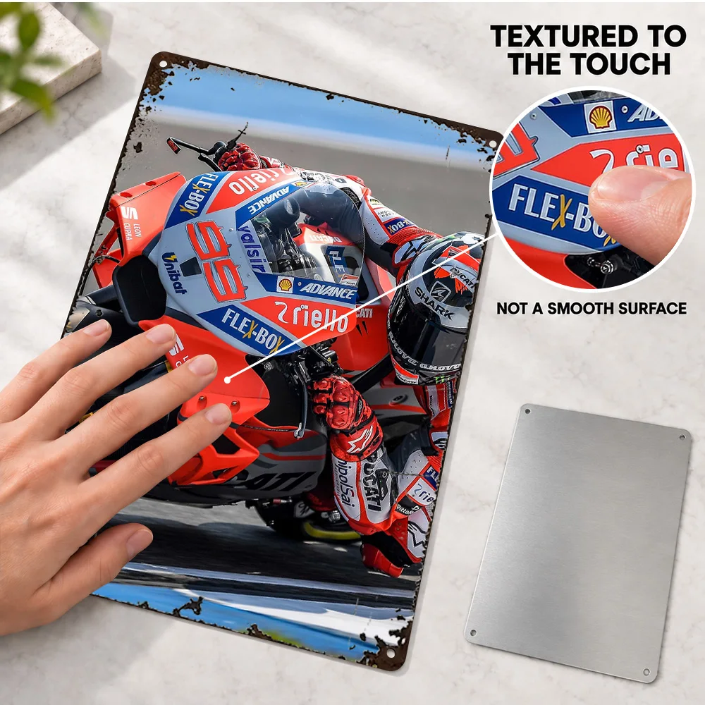 Jorge Lorenzo MotoGP 2018 Textured Metal Poster Personalized Aluminum Sign Sports Portrait Photography Wall Art For Workshop