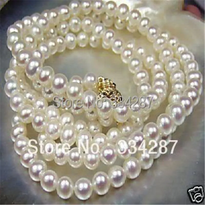 Beautiful!7-8mm White Akoya Cultured Pearl Necklace 31