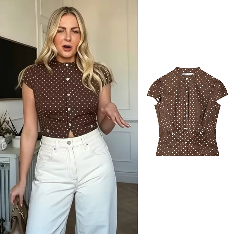 

Новые женские летние блузки в горошек 2026 года: элегантные, приталенные, короткие, шикарные, удобные для путешествий и отпуска