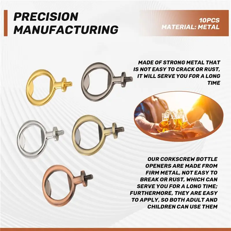 10 Pieces Bottle Opener Inserts Kit Bottle Opener Hardware Insert Beer Opener For Wedding DIY Craft Wood Turning Project Limited