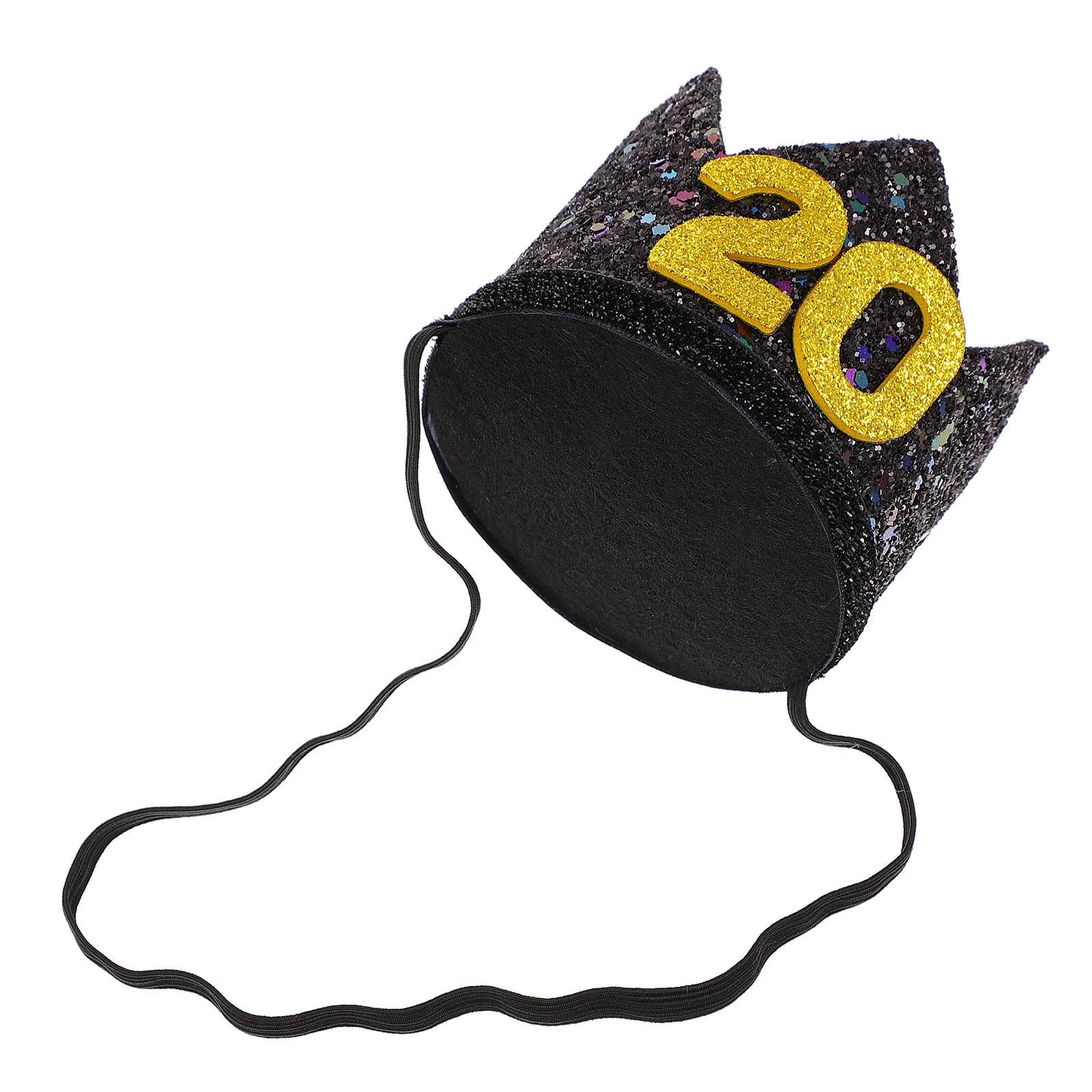 

1pc Black Gold 20th Birthday Party Hat Non-fade Crown Cap Adult Tiara Celebration Birthday Cap Supplies