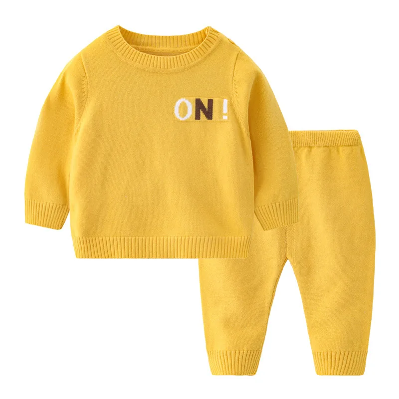 2 pezzi primavera autunno neonato vestiti di lusso ragazze Outfit set coreano lettera di moda maglione lavorato a maglia + pantaloni abbigliamento per bambini BC2473