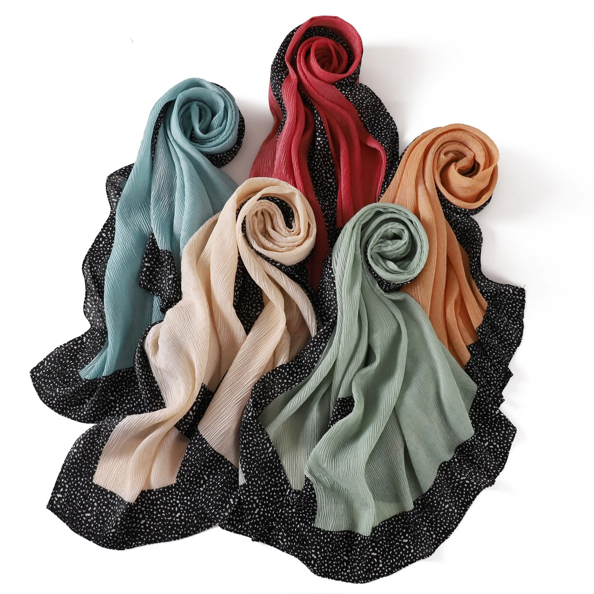 

Dot Printed Pleated Long Scarves Headscarves Breathable Women Wrap Shawls Hijab Bandanas Headband Bufanda Foulard Turbante Mujer