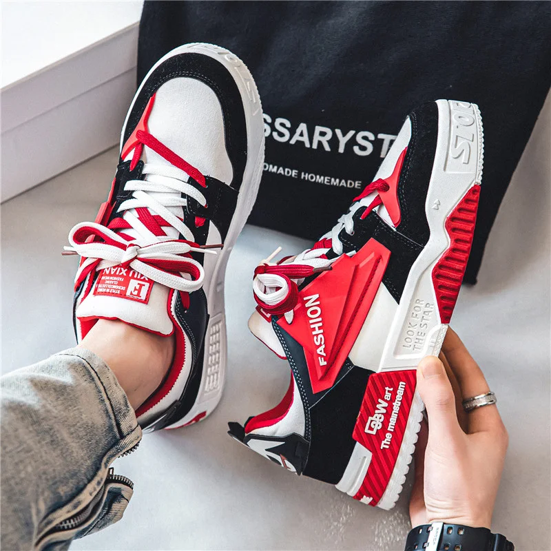 Fashion White Red Mens Skateboard Shoes Casual Sports Streetwear Shoes Men Designer Hip hop Skate Sneakers Men Zapatos De Hombre