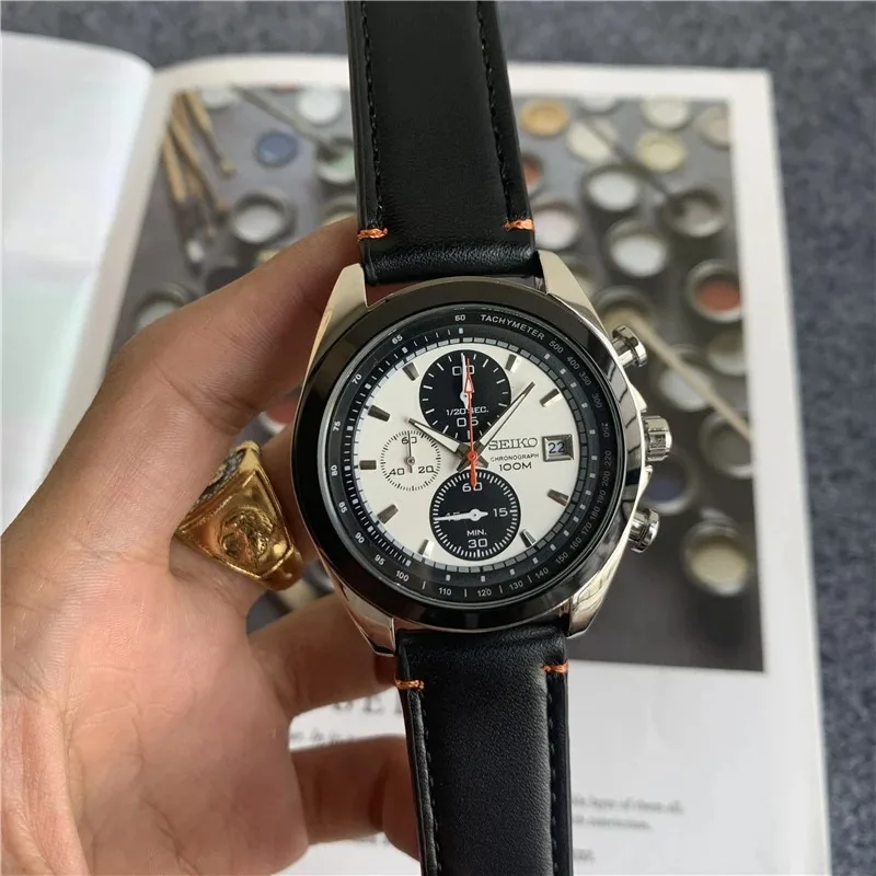 Seiko Flight Chronograph Steel Band Black Dial Men's Watch Men's Best Gift AA