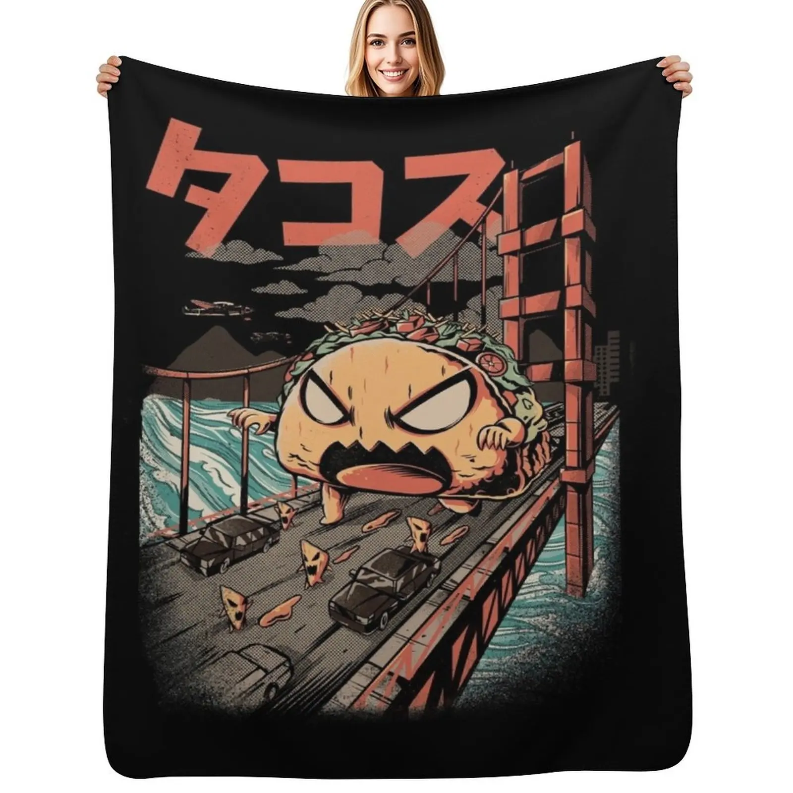 

The Black Takaiju Throw Blanket Outdoor Soft Blanket for Picnic Beach Camping