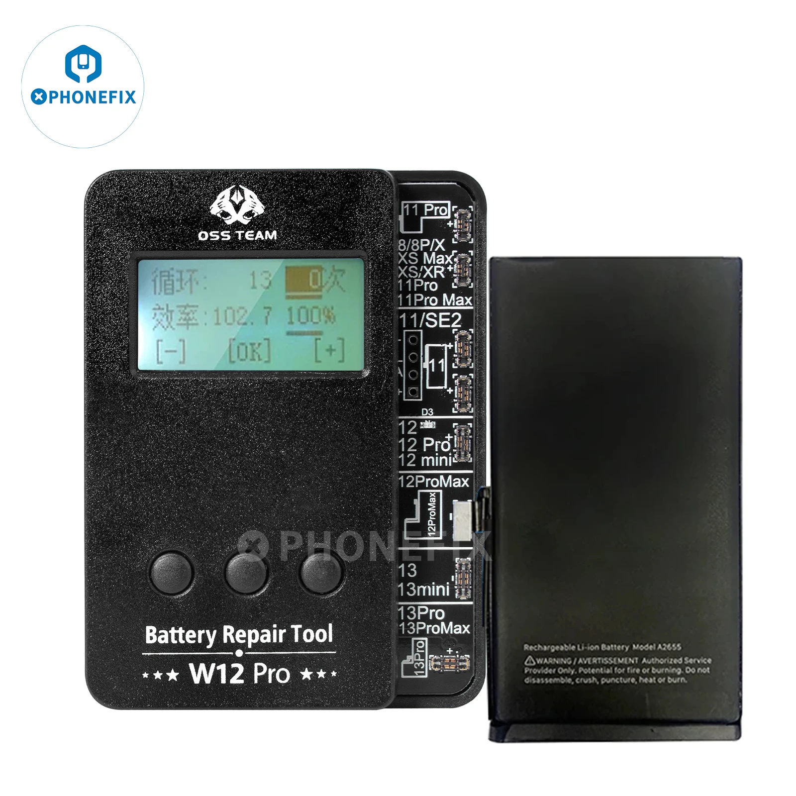 W12 Pro Battery Repair Programmer W11 Pro box for iPhone 11-15PM 0-100% Battery Health Data Calibration Charge Cycle Count Reset