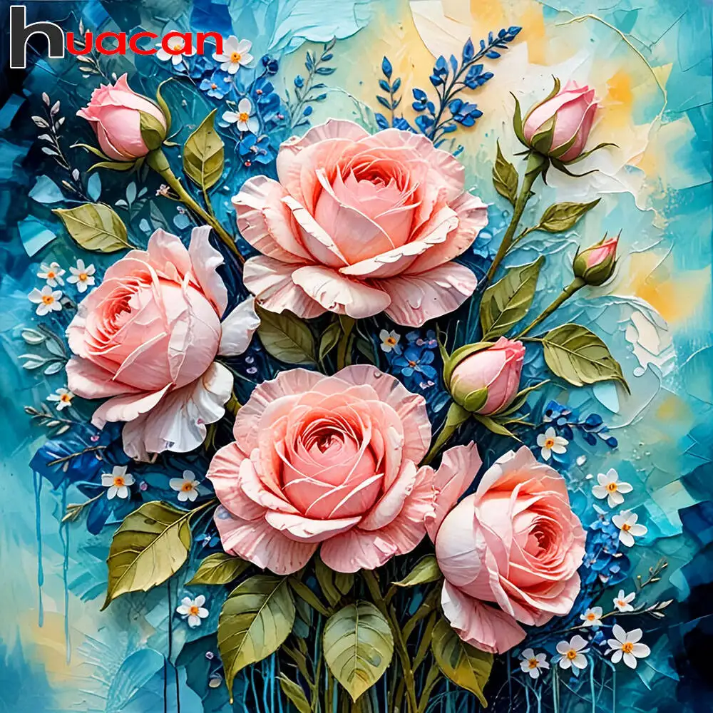 Huacan Volldiamantgemälde Rose Gänseblümchen Diamant Mosaik Blume Komplettset Heimdekoration