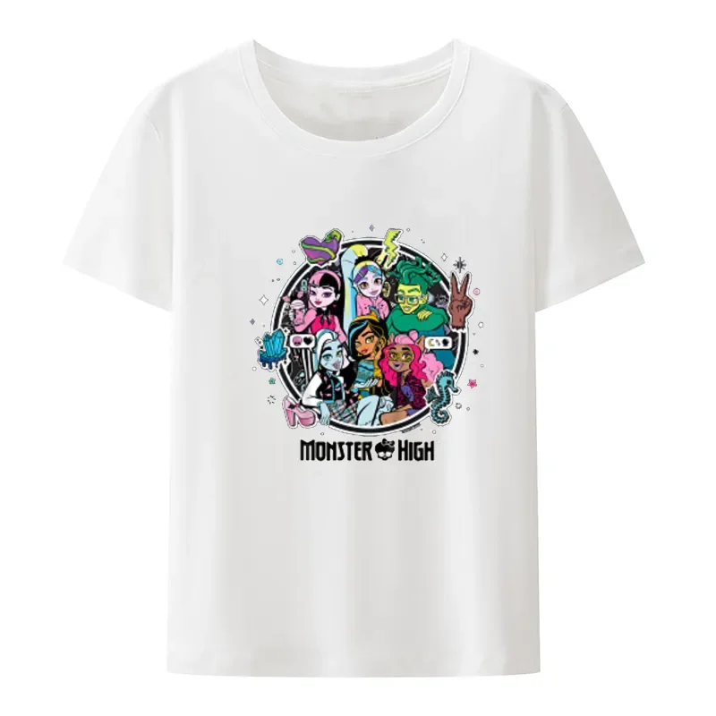 Kids Monster High MH Students T-Shirt Summer Casual Hipster Novelty Loose Roupas Masculinas Clothes Men Clothing Tops Print