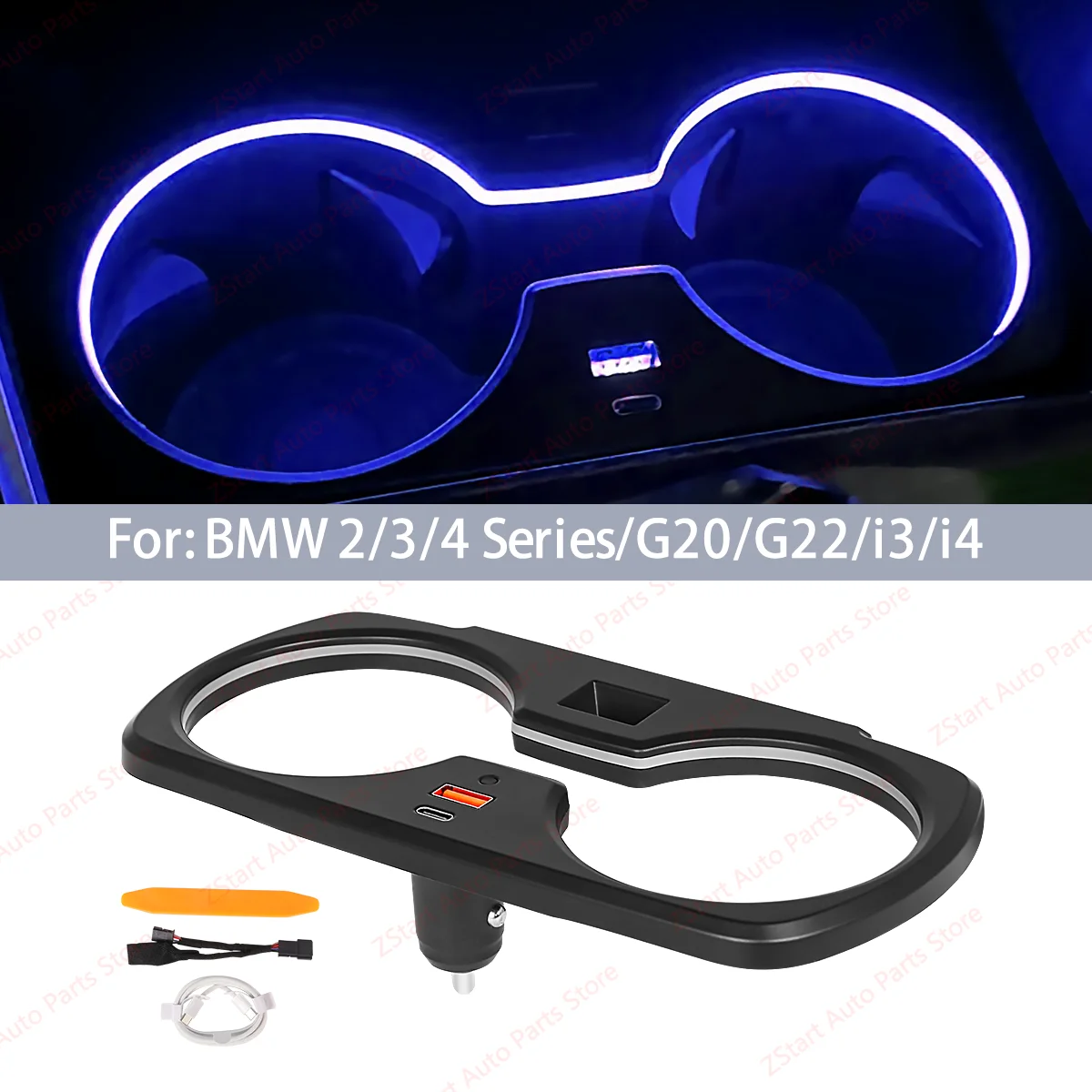 11 Colour LED Cup Holder Lamp Ambient Light For BMW 3/4 series i3 i4 2020-2024 Car Interior Modification Decorate Iights