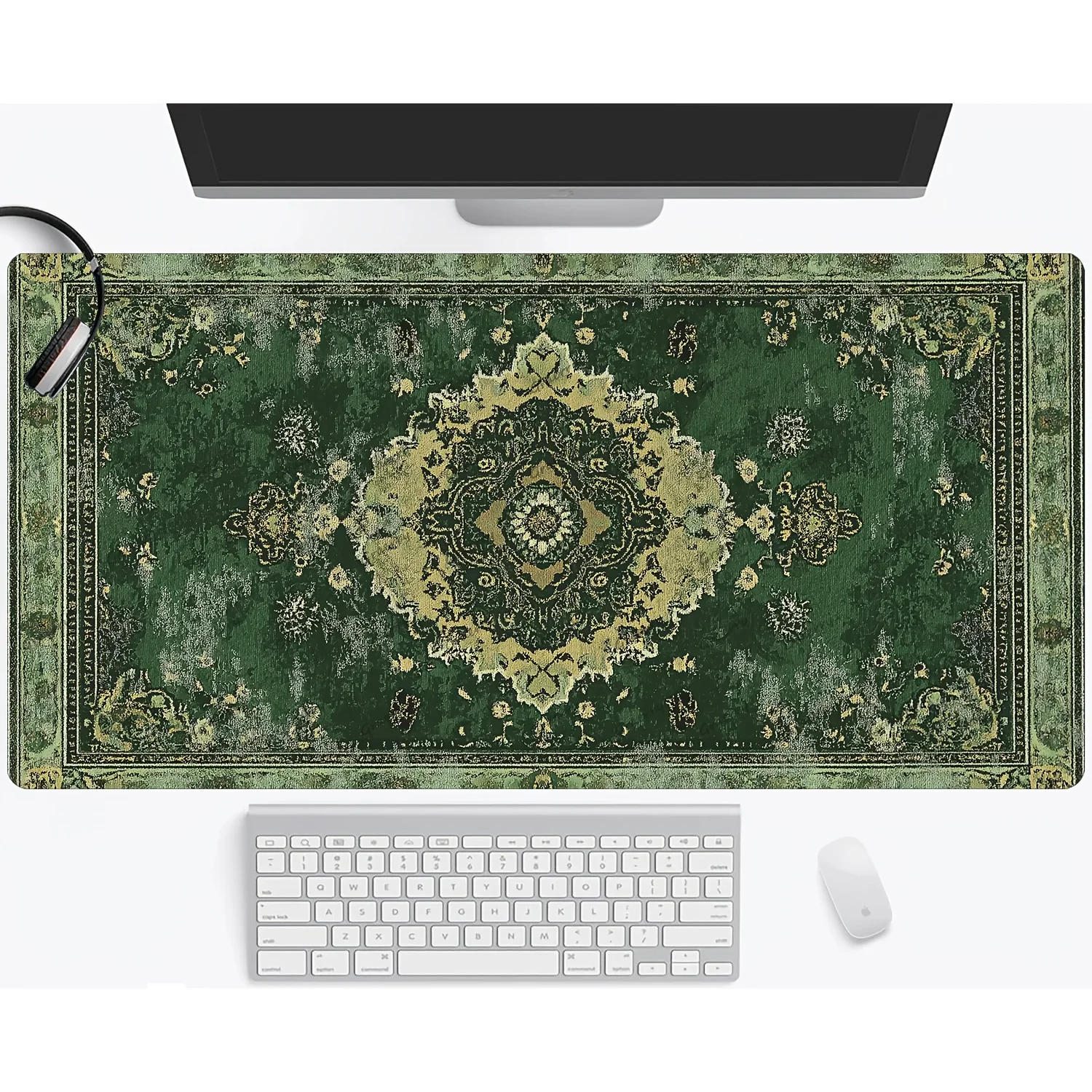 

Retro Persian carpet design game mousepad anti-slip rubber base sewn edge large rectangular office and home computer accessories
