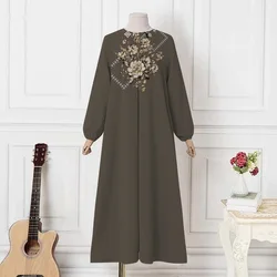 Ramadan abbigliamento islamico Abaya musulmano oversize o-collo manica lunga abito Casual Abaya 2024 Dubai caftano turco Maxi abiti