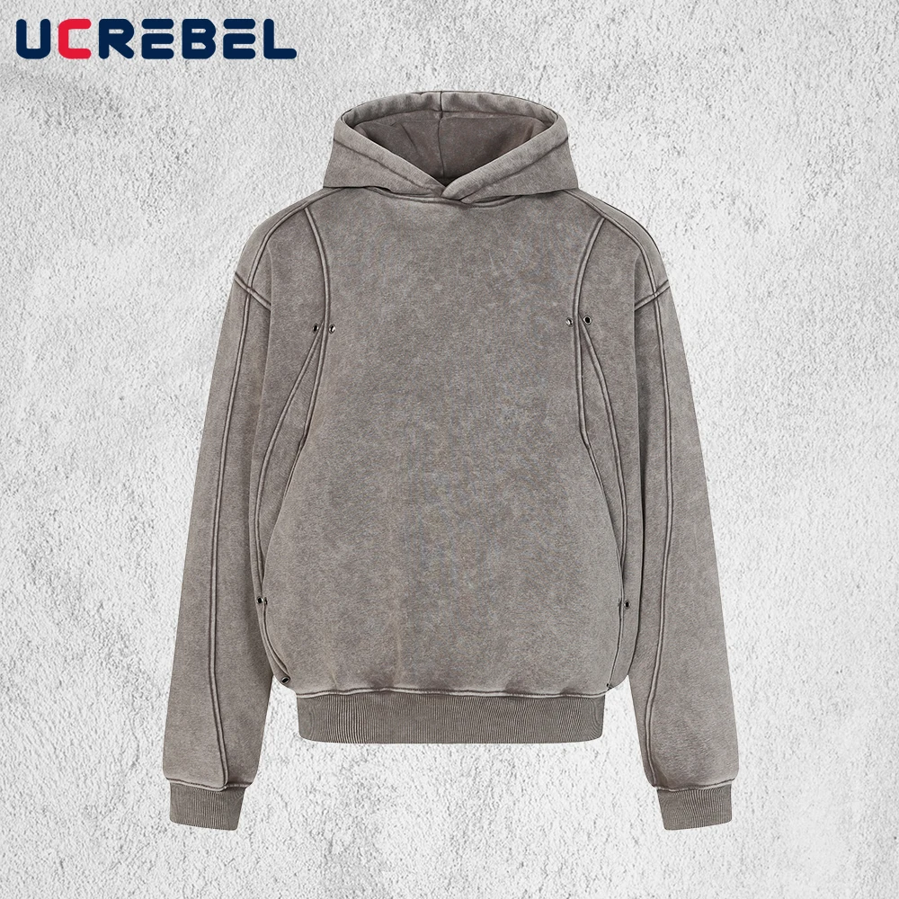 

Флисовые толстовки в стиле ретро, мужские осенне-зимние потертые свободные толстовки с капюшоном и длинными рукавами в стиле ретро, мужские