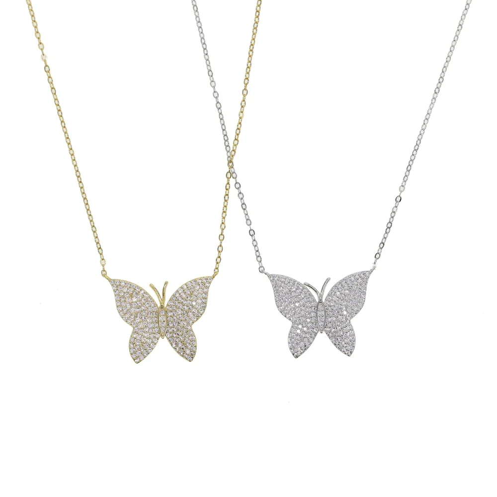 2025 صيف جديد موضة لطيف فراشة القلائد حساسة جميلة بلينغ مكعب الزركون الحيوان تصميم النساء هدية الكريسماس مجوهرات #3