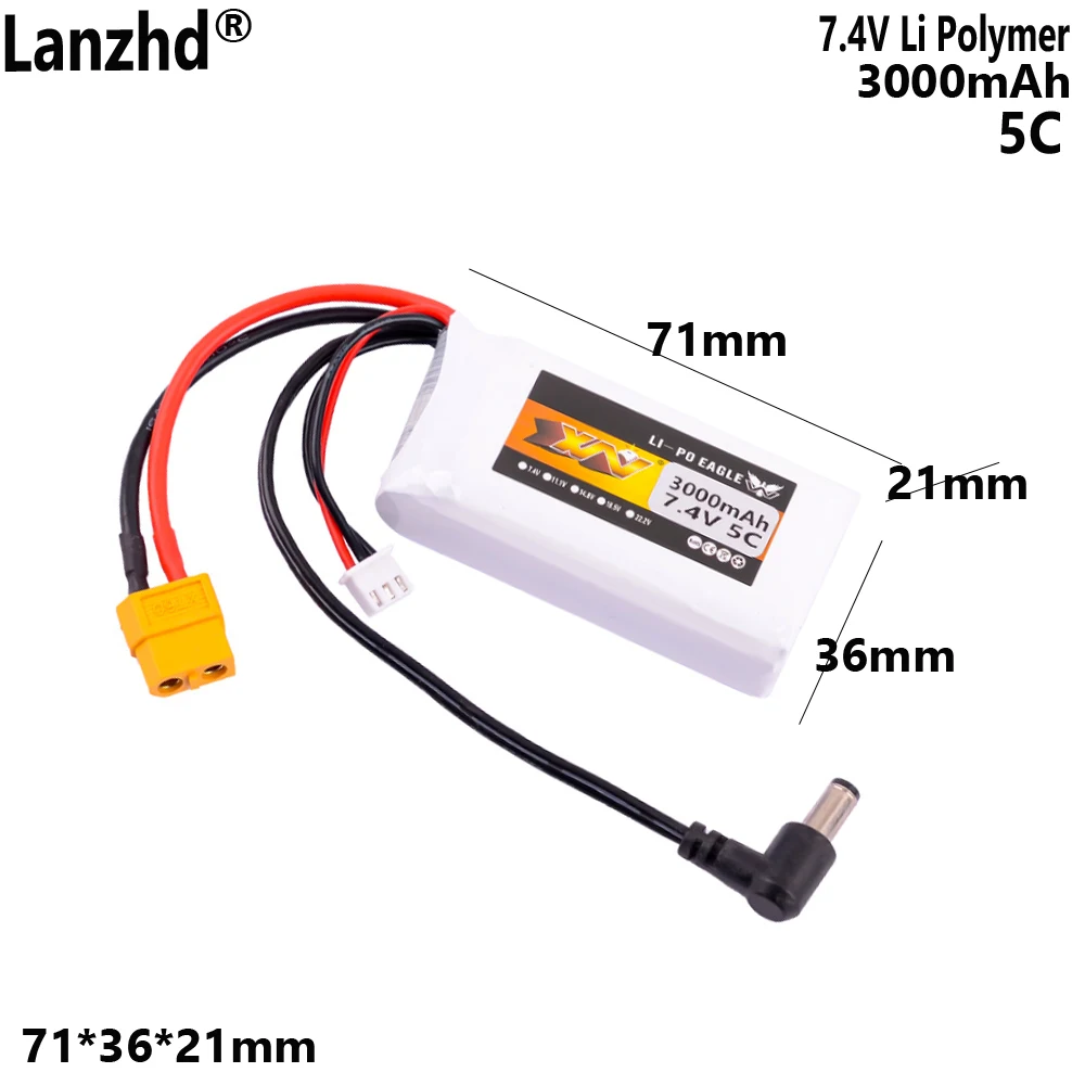 3000Mah 2S 7.4V 5C …