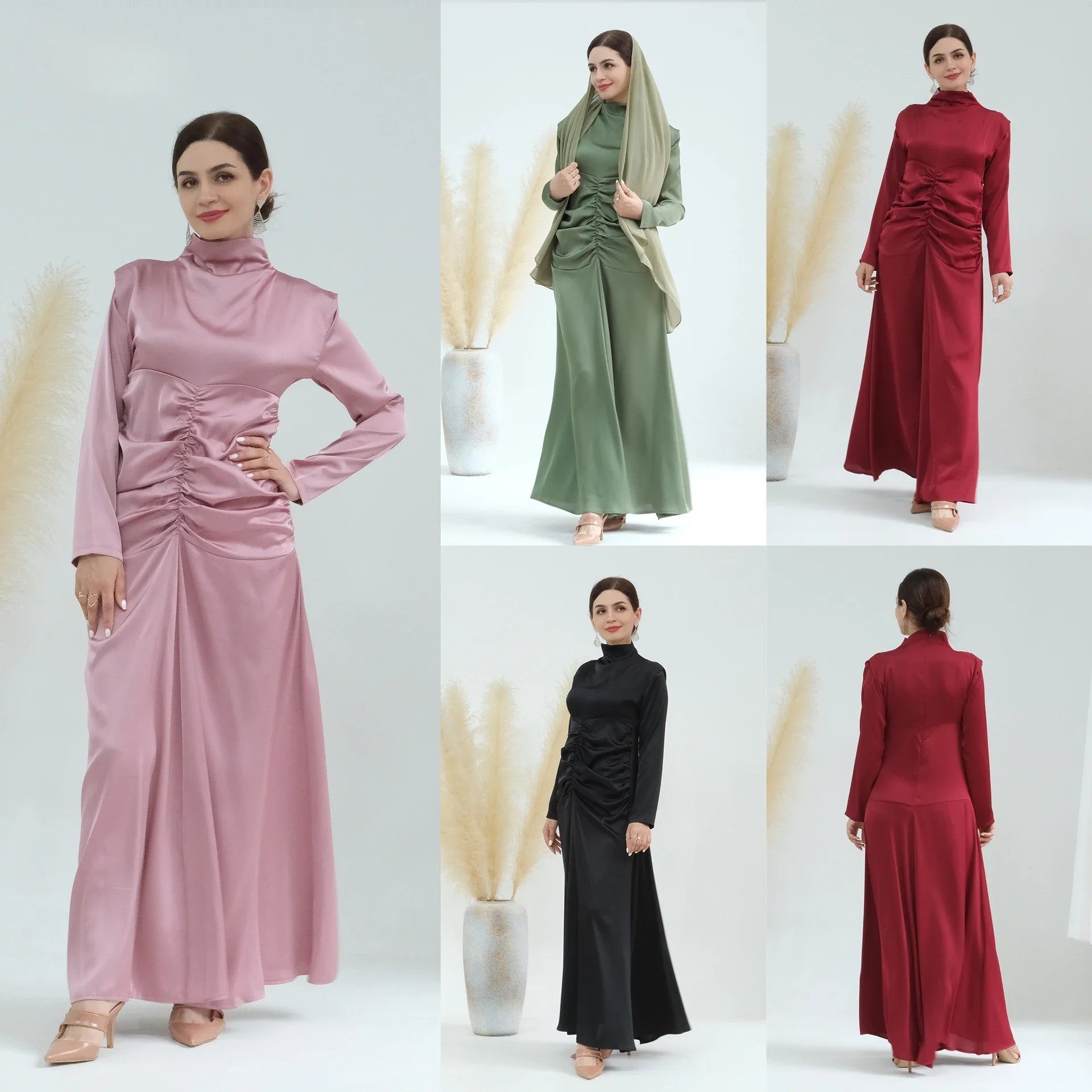 Muslim Party Dresses Abaya for Women Vestidos Folds Jalabiya Ramadan Eid Morocco Dubai Kaftan Saudi Arab Long Robe Abayas