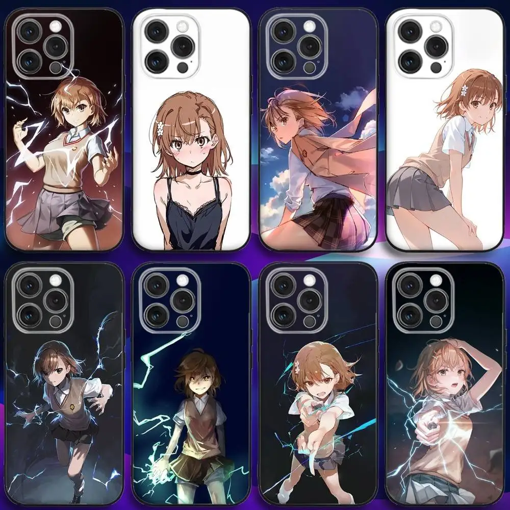 

M-Misaka Anime Mikoto Phone Case For iPhone 16e,16,15,14,13,12,11,Pro,X,XS,Max,XR,Plus,Mini Soft Black Cover