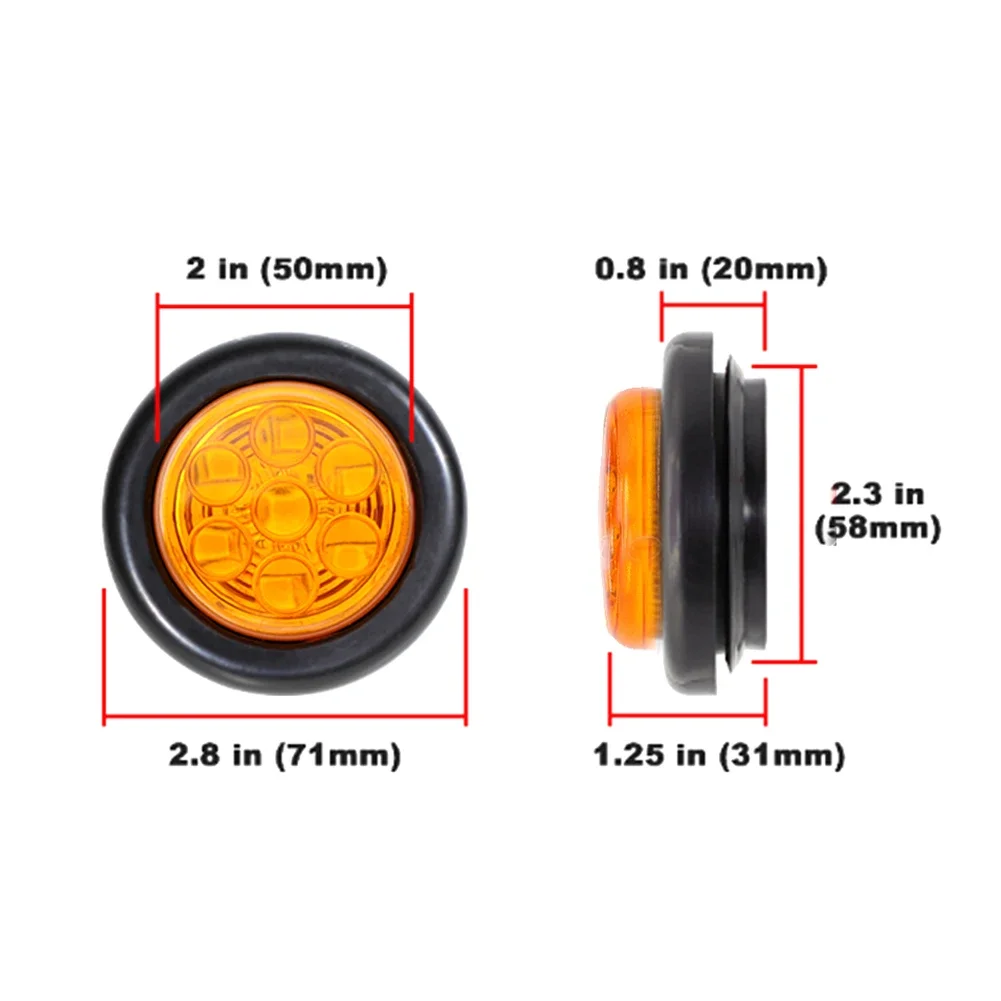 Truck Side Lights 12V 24V Trailer Clearance Lights 7 LED Marker Lights Round Rear Light Yellow Red White