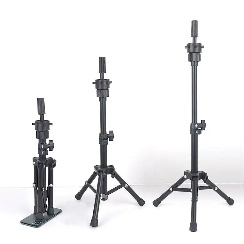 Mini Wig Head Stand Adjustable Wig Stand Tripod For Canvas Block Heads Making Wigs Styling and Hairdressing Trainning