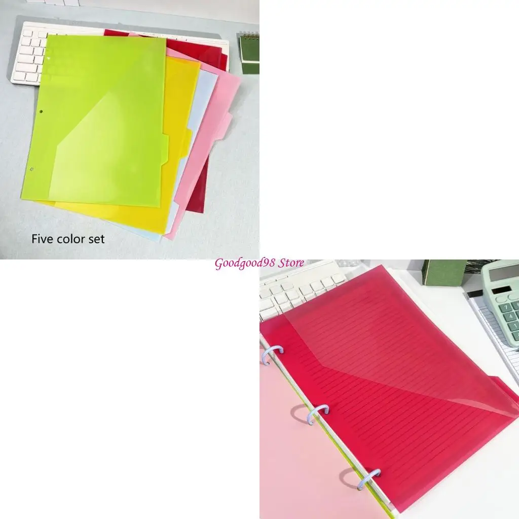 5 Pcs 3 Holes File Folders Document Bag Index Page Folders Document Organizers 