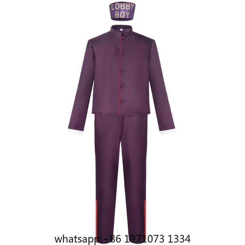 Zero Lobby Cosplay Costume Purpel Coat Pants Hat The Grand Cos Budapest Hotel Boys Men Adult Halloween Carnival Disguise Suit