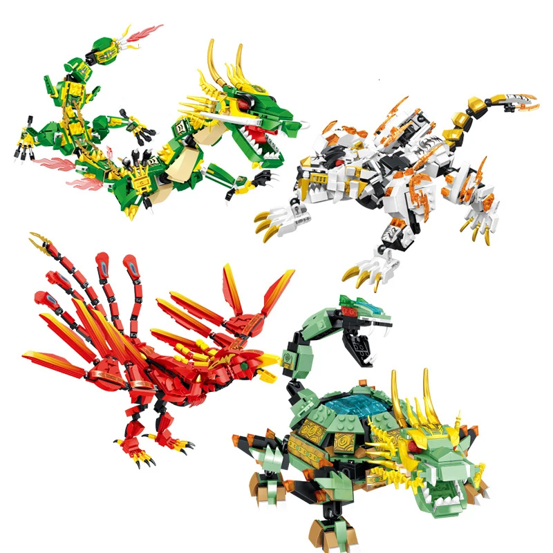 

Ninja Divine beast Building Block Kai Zane Cole Lloyd Figures Robot Mecha Green Dragon White Tiger Vermilion Phoenix Brick Toys