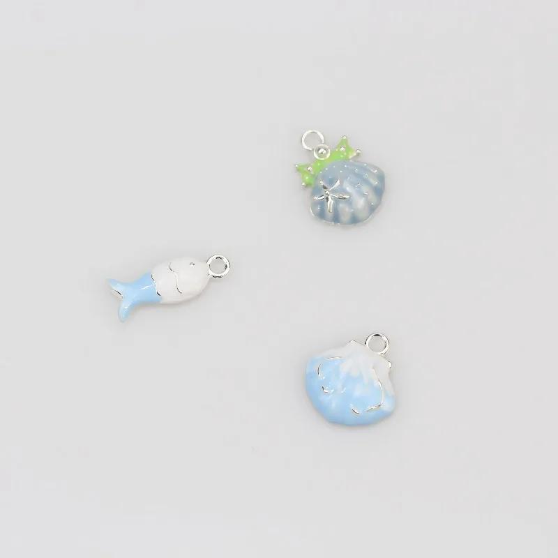 

3Pcs Alloy Ocean Series Small Pendant Shell Shaped Bracelet Pendant Small Fish DIY Jewelry Accessories