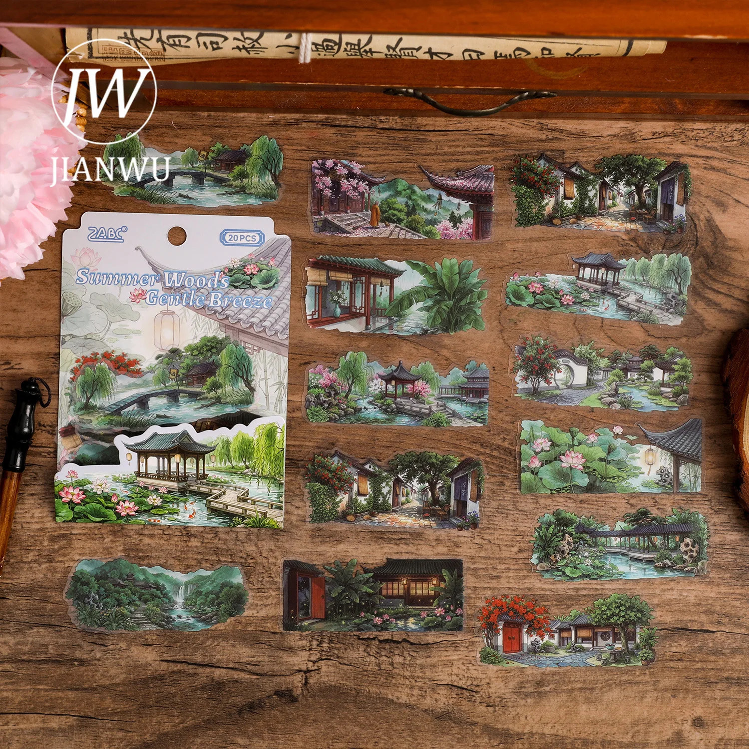 Garden Journal Planner - JIANWU Vintage Saison Chinesischer Garten Baum-Pavillon