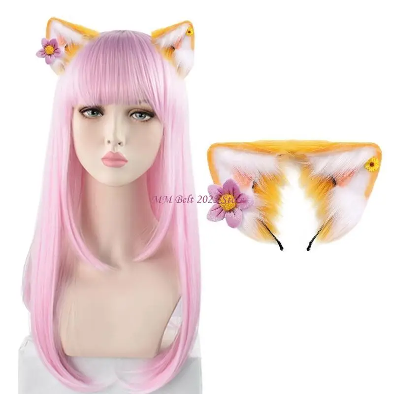 49ME Niedlicher Fuchs Linabell Ohrform Haarband Damen Stirnband Live-Übertragung