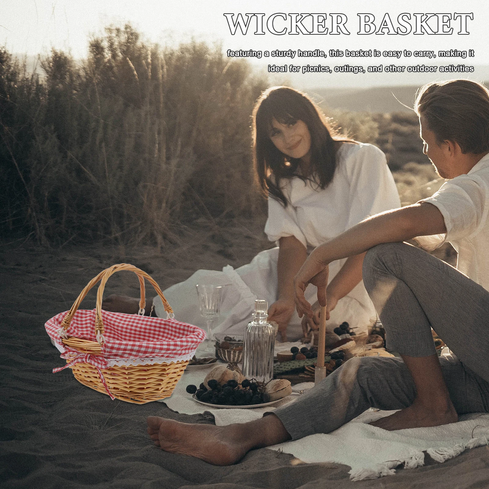 

Wicker Picnic Baskets With Double Folding Handles Willow Hamper Empty Storage Baskets For Easter Eggs Candy Wine Flower Wedding
