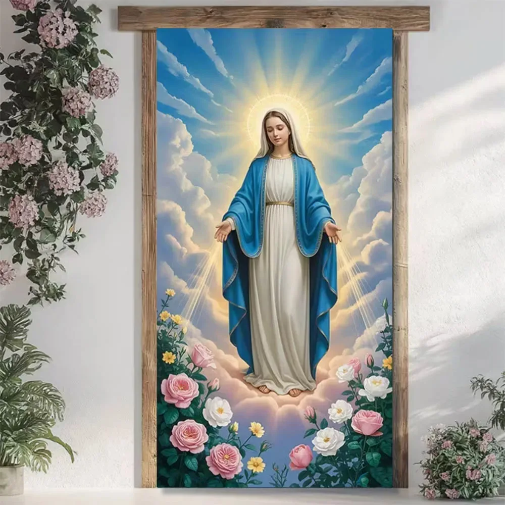 Easter Jesus Cross Virgin Mary Theme Banner Decoration Background, Children's Birthday Party Decoration Photography Background