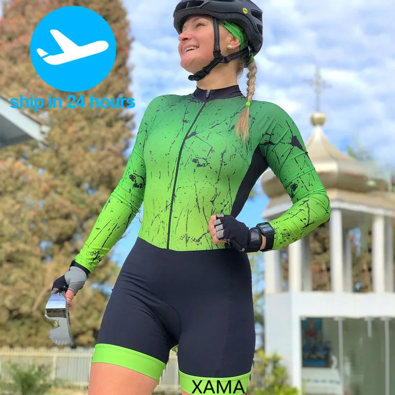 

XAMA quick dry work cycling suit women little monkey choose west long sleeve summer and autumn onesie bike road suit 20D MTB