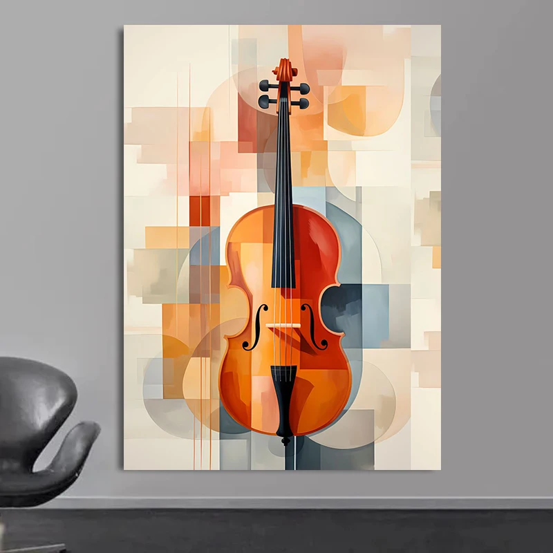 Abstract Instruments Violin Microphone Guitar Jazz Saxophone Music Poster Canvas Painting Wall Art Home Musician Room Decor