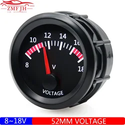 2 inch 52mm 12V Car Voltmeter Volt Gauge Meter with White Light 8~18Volts Volt Car Meter for Universal Petrol Car DC12V Custom