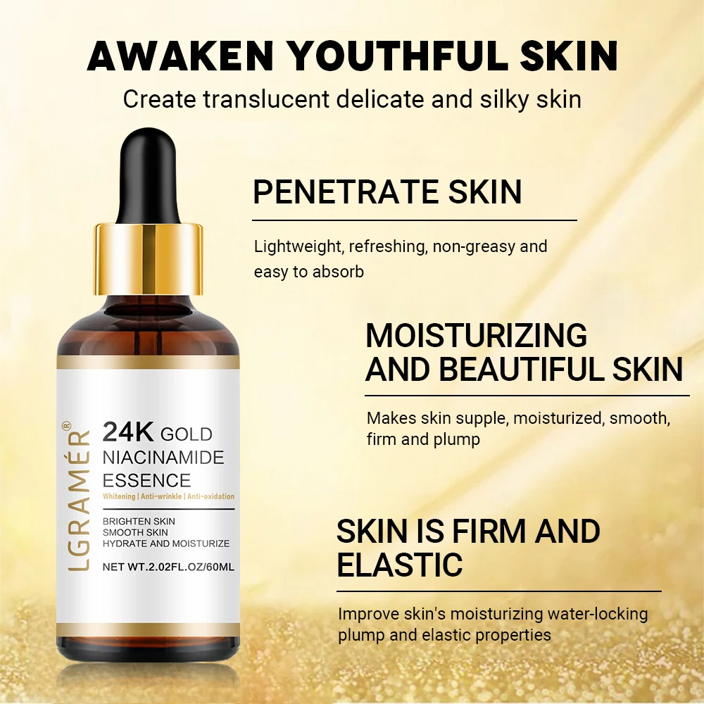 24k Gold Nicotinamide Hyaluronic Acid Nicotinamide Facial Essence Anti-aging Facial Collagen Essence Skin Care Whitening Essence