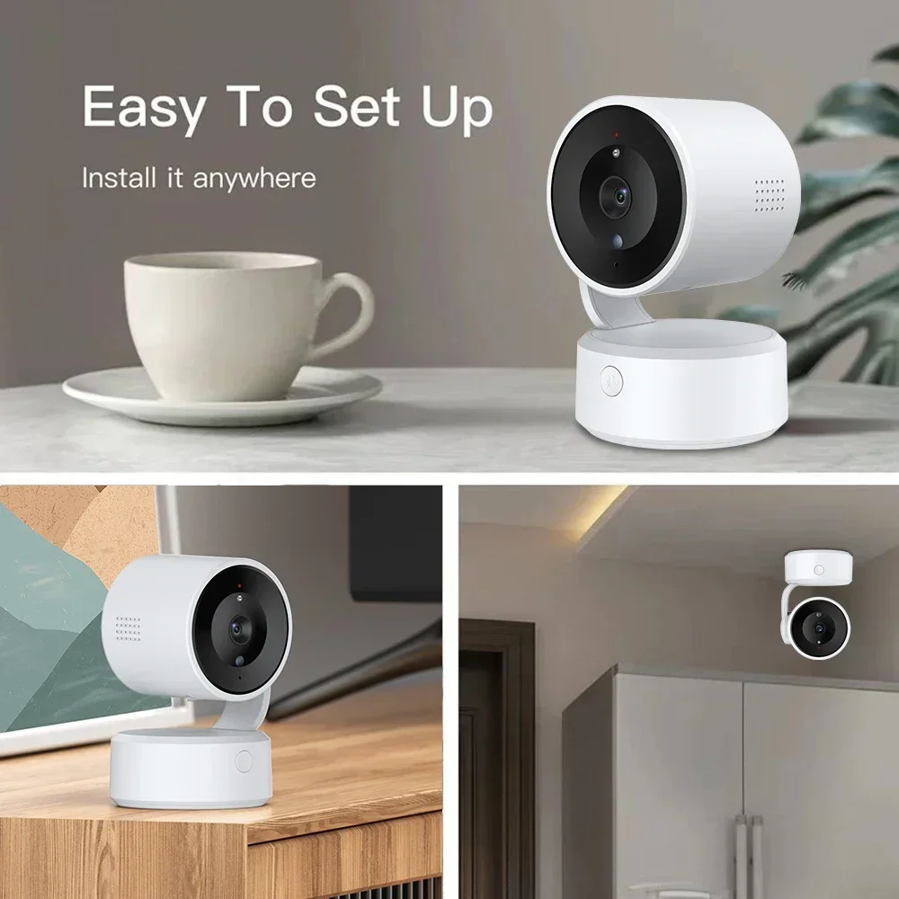 Monitor de bebê Tuya 5MP WiFi 360 °   Câmera PTZ com rastreamento automático, câmera de vídeo CCTV IP com visão noturna colorida