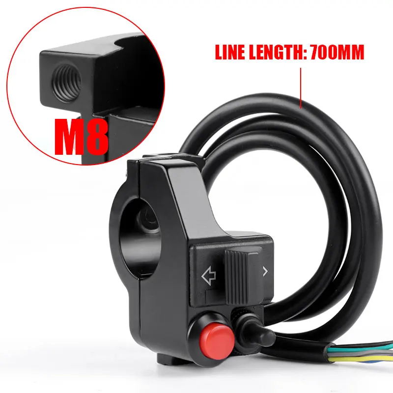 22mm Motorcycle Multi-function Switch Handlebar Headlight Steering Horn Turn Signal Flashing Aluminum Alloy 12V Motorbike ATV