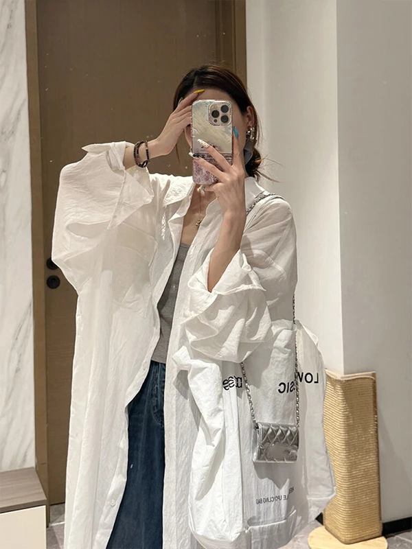 Loose Fit Long Sve Damen Leinen Sonnenschutz irt Sommer Oberbekleidung Casual Sle Button up Thin Outer irt