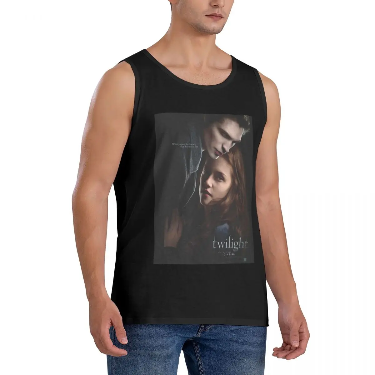 100% Cotton The Twilight Saga Vampire Sleeveless T-Shirt Men Workout Sports Clothing Tops Men's Crew Neck Vest