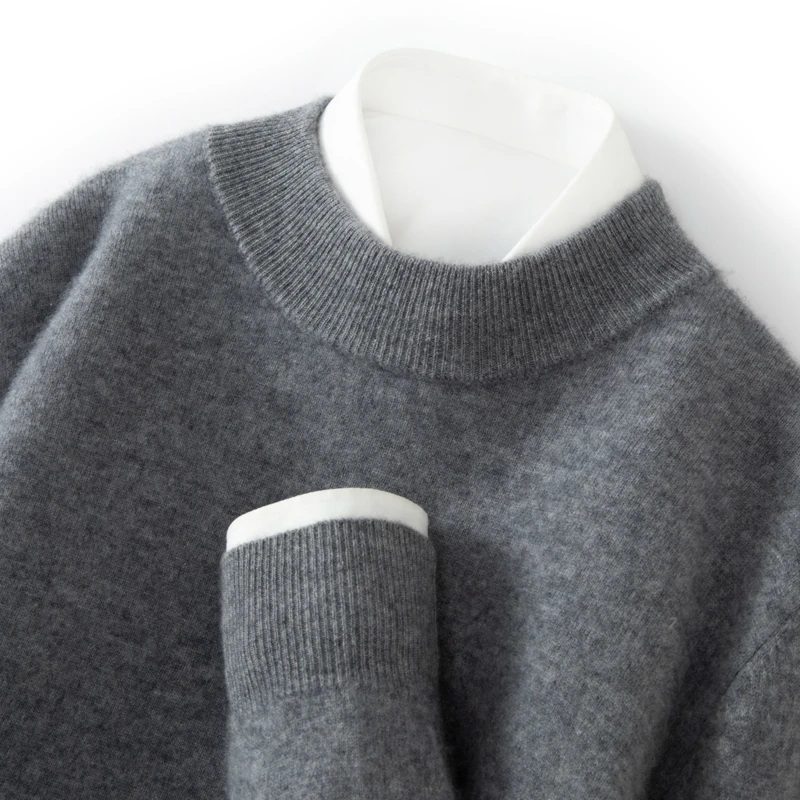 

High-End Busin Casual f-High Collar 00% Pure Camere Knitted Sweater Men's Overhead Woolen irt Winter Busin Wear