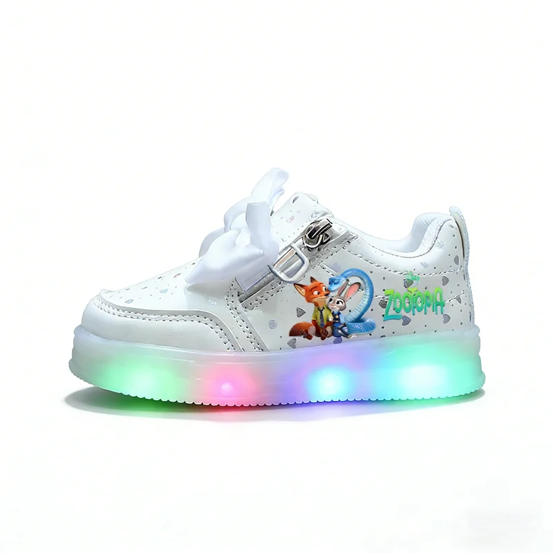 Zootopia – chaussures LED pour tout-petits, baskets lumineuses de dessin animé, confortables et légères, chaussures décontractées pour petits garçons et filles