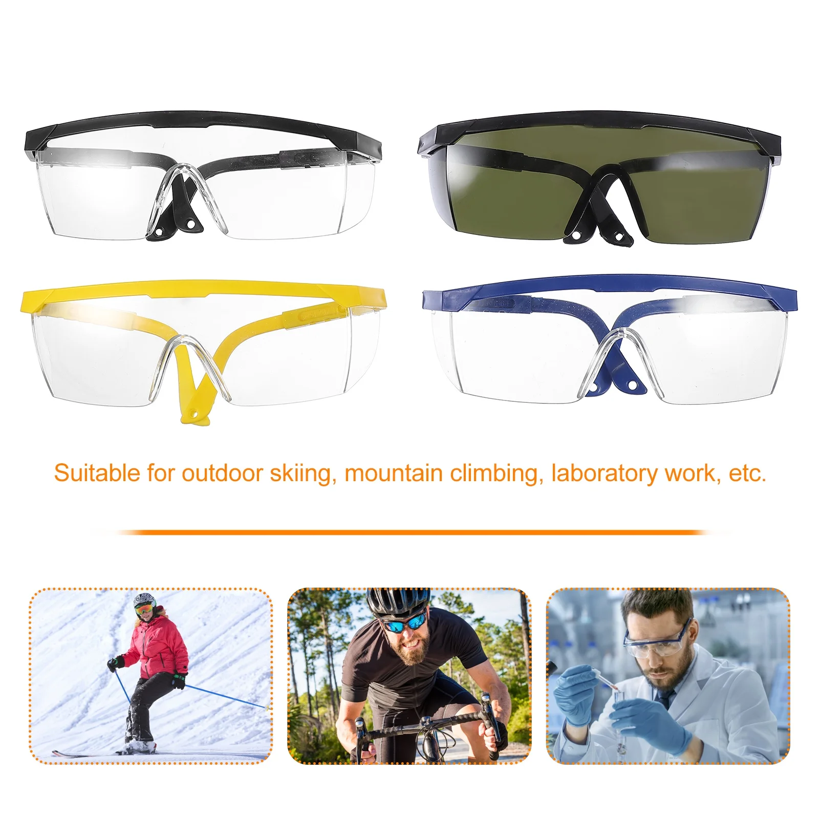 

8Pcs Protective Goggles Dustproof Splash-Proof Windproof Anti- Protector Outdoor Sports Cycling Laboratory Work