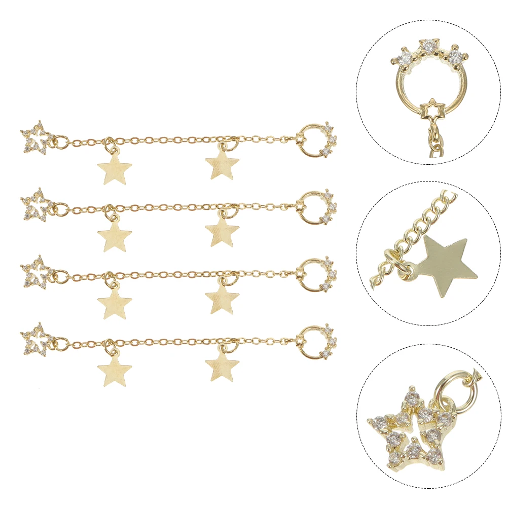 

4Pcs Zircon Nail Art Chain Pendants Decor Accessories DIY Manicure Supplies Alloy Decorations Women Gift