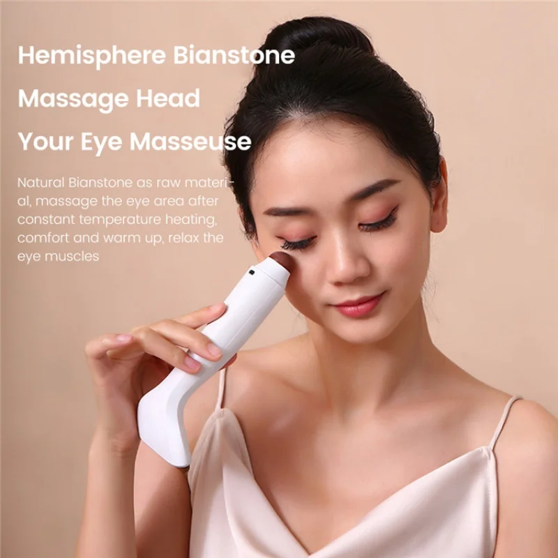 Dubbele Massage Hoofd Beauty Apparaat Oog Acupunten Stok Vibratie Face Lift Warm Kompres Schrapen Elektrische Warmte Bian Stone