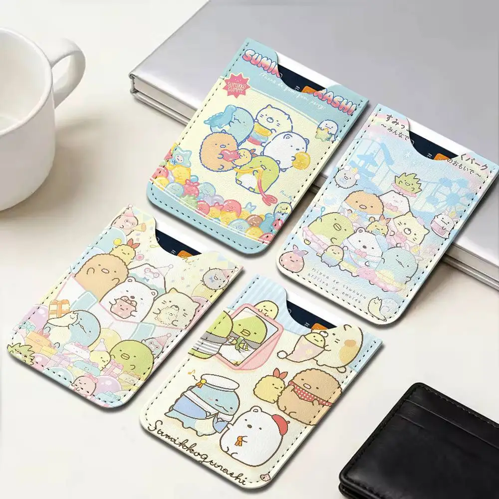 Japan Anime Sumikko Gurashi Ultra Slim Men Leather Mini Wallet Lightweight Credit Bus ID Card Holder Case for Daily Business Use
