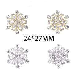 Nuovo 5/pezzo 24*27MM lega perla diamante pieno fiocco di neve fibbia diamante abito da sposa fai da te accessori regalo di natale